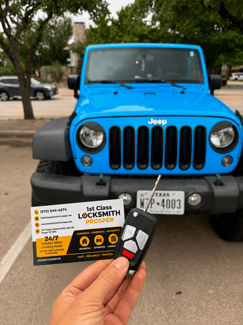 2017 Jeep Wrangler car key replacement and programming service by 1st Class Locksmith - Prosper in Prosper Texas